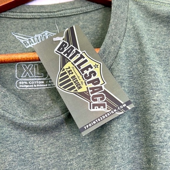 7.62 Design - Veteran Bullet Flag Battle Space Olive Green T Shirt Size XL - Picture 9 of 11